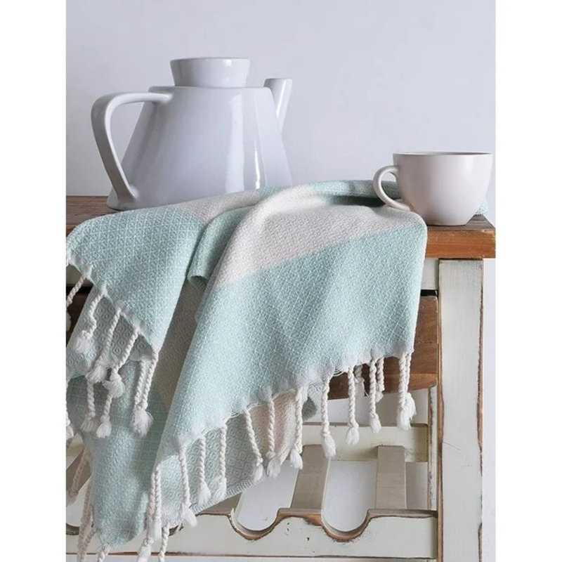 4-Pack 100% Cotton Turkish Hand Towels for Bathroom and Kitchen, 16x39 Inches, Light Blue