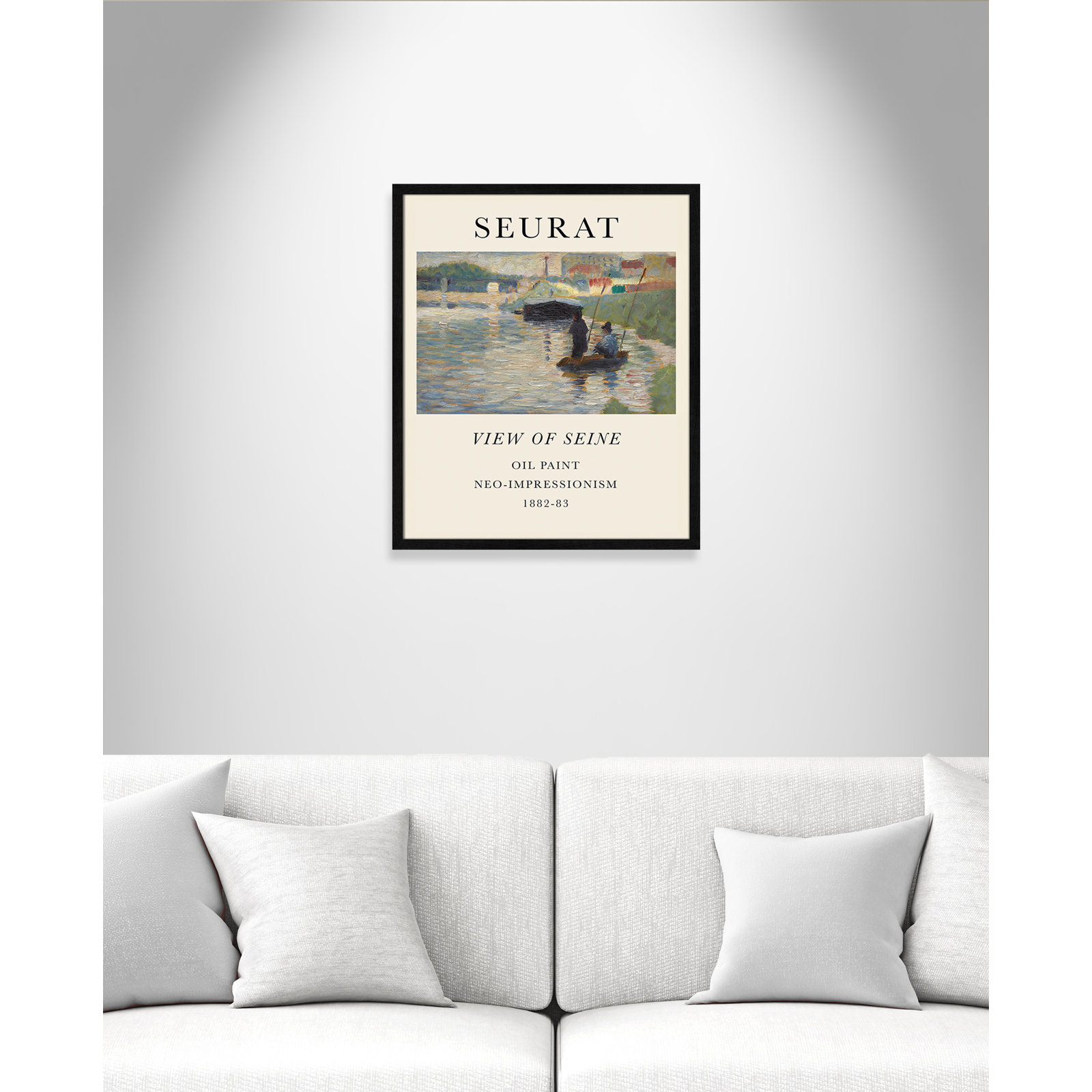 View Of Seine by Georges Seurat, No, Black Single Picture Frame, 25.5" H x 21.5" W x 0.75" D
