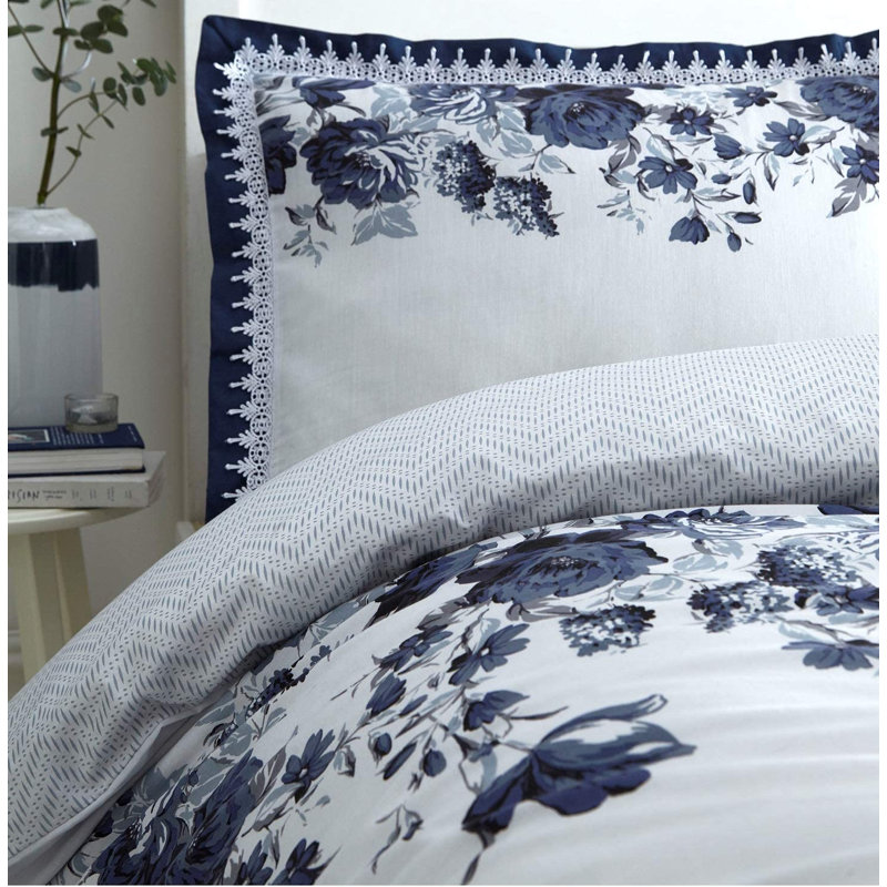 Navy 64 TC Duvet Cover Set, Kingsize Duvet Cover + 2 Standard Pillowcases