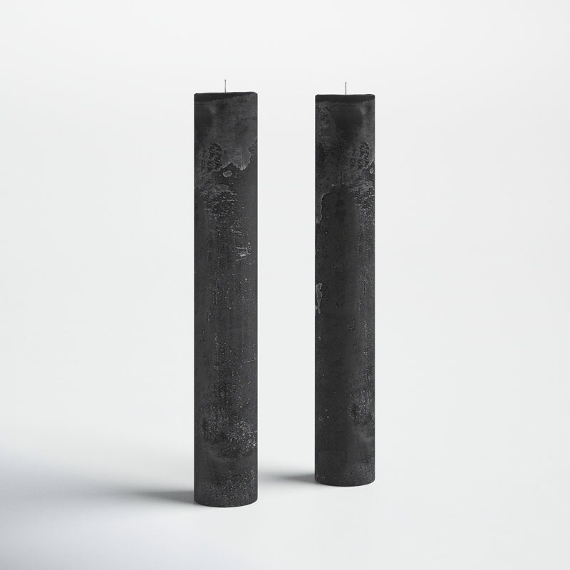 Unscented Pillar Candle, Black, 17.75" H x 2.75" W x 2.75" D