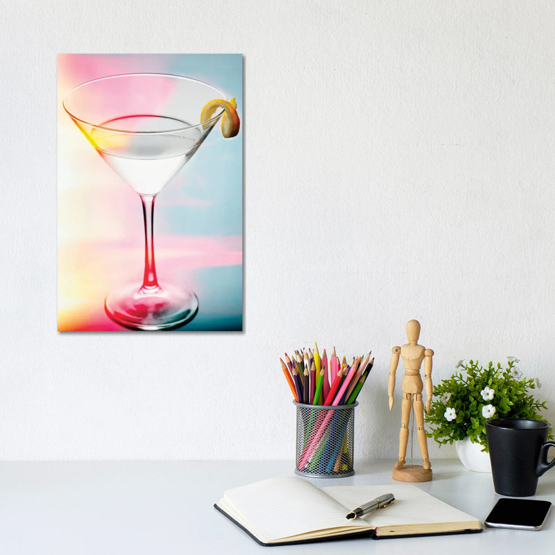 Glass Of Martini With A Twist With Smooth Colours by George Oze - Wrapped Canvas Painting, 30.48cm H x 20.32cm W x 1.91cm D