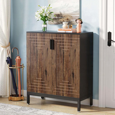 Brown & Black 5-Tier Geometric Shoe Cabinet