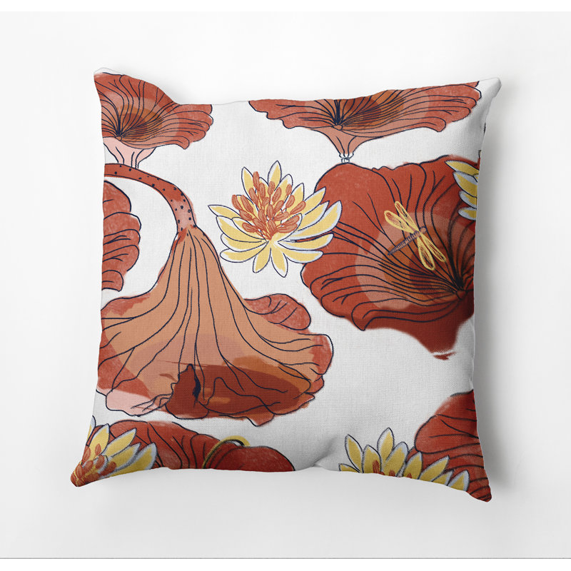 Cuban Flare Floral Reversible Throw Pillow, Red/Orange, 26" x 26"