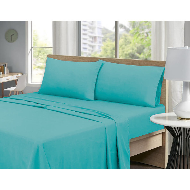 Rayon Sheet Set, Aqua, King Sheet Set + 1 Fitted Sheet + 4 Pillowcases