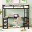 Lit mezzanine en métal avec bureau et précautions - Les tablettes noires de la chambre à coucher utilisent pleinement l'espace,