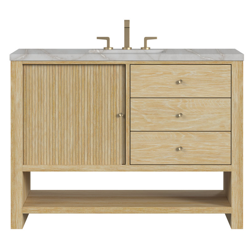 Marigot 48'' Single Bathroom Vanity with Top, Victorian Silver, 8" Widespread