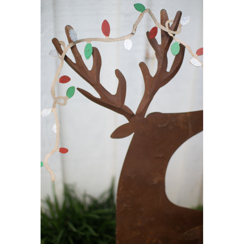 SET OF TWO PAINTED METAL DEER YARD ART