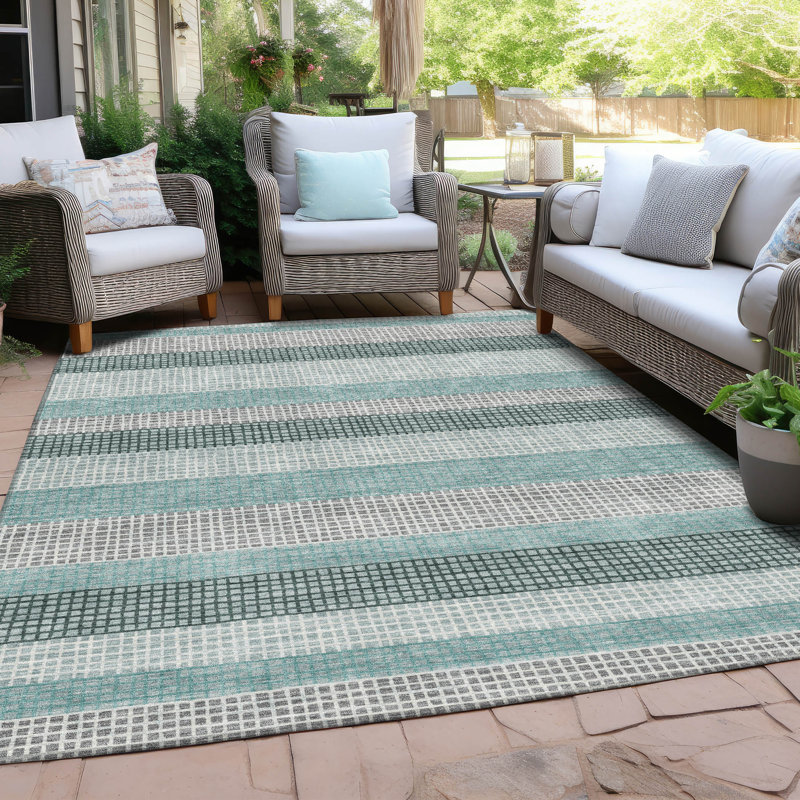 Tapis bleu sarcelle lavable à la machine intérieur / extérieur bleu sarcelle, Rectangle 10 pi x 14 pi