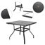 Table de salle à manger d'extérieur carrée en fer 37 po avec trou pour parasol 1,57 po, plateau à lattes et cadre en fer thermolaqué-649409747