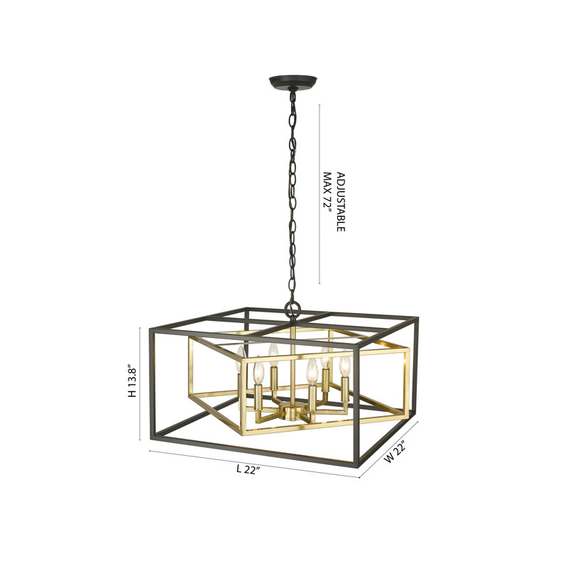 6-Light Black And Gold Iron Frame Chandelier