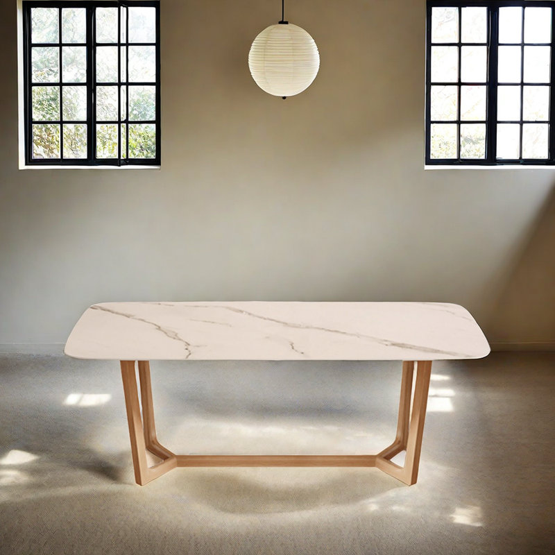 Nelvie Solid Wood Base Dining Table, 29.5"H x 35.4"L x 70.8"W