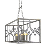 Diamond Kitchen Island Rectangle Chandelier with Wrought Iron Accents