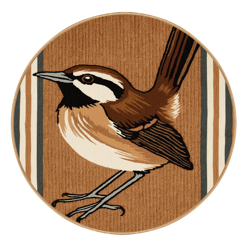 Washable Carolina Wren Birds Area Rug, Round 5'