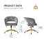 Chaise de bureau rembourrée blanche moderne - hauteur réglable, base pivotante dorée avec roulettes, bureau confortable et chaise pour chambre à coucher, bureau personnel, salon et bureau (gris)