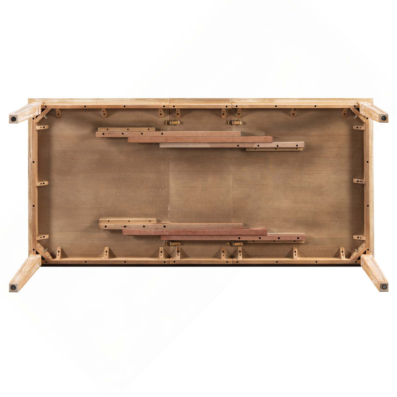 Ensemble de table de salle à manger extensible Vintage pour 6 avec 4 chaises et banc, ensemble de table de cuisine rustique de 59 à 72 pouces avec finition patinée et pieds rétro sculptés (bois naturel délavé)