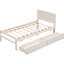 Structure de lit plateforme simple avec 2 tiroirs de couleur blanc délavé - Design moderne pour économiser de l'espace sous le rangement, maximise la chambre à coucher-2073486229