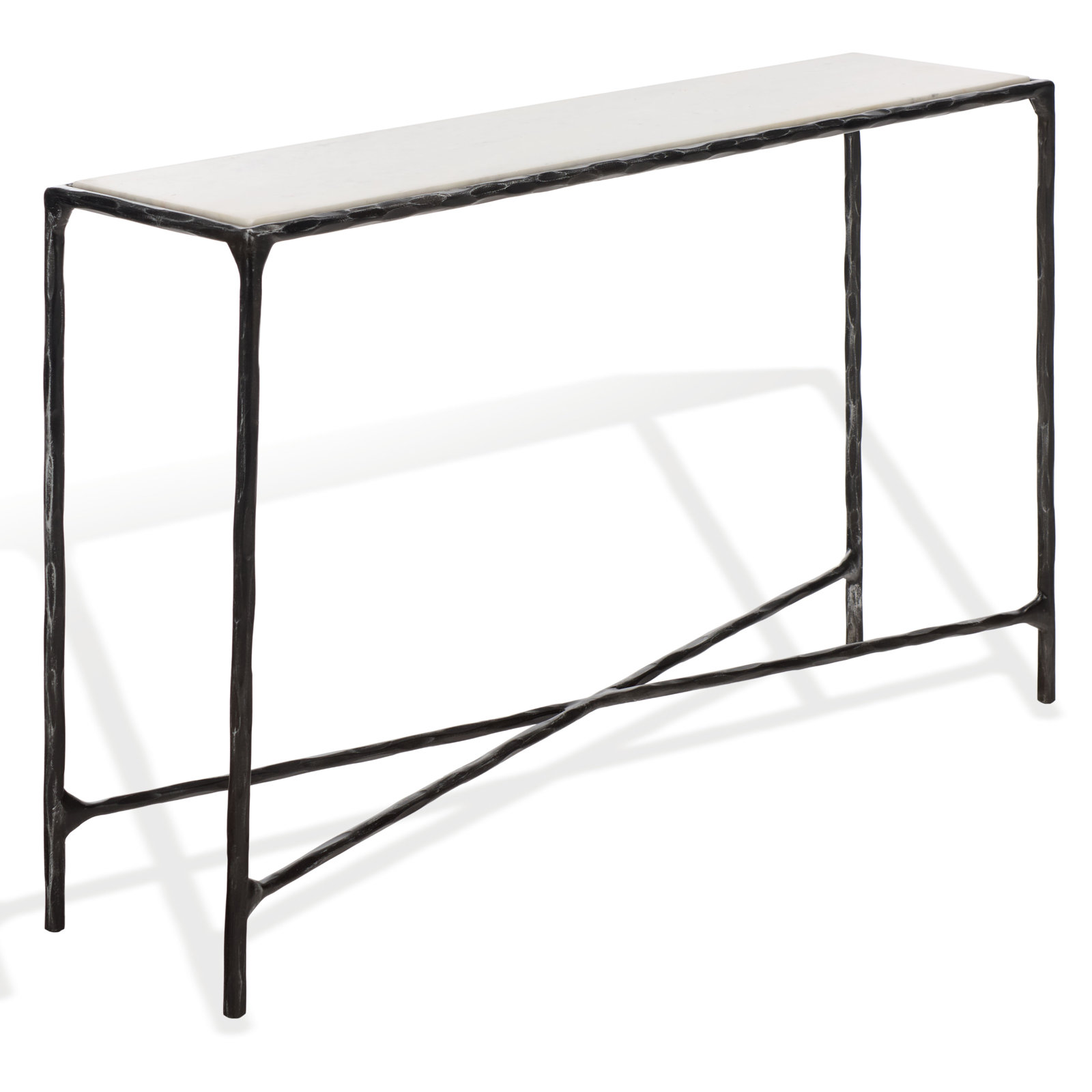 Evelynn 48'' Console Table, White Marble, Black