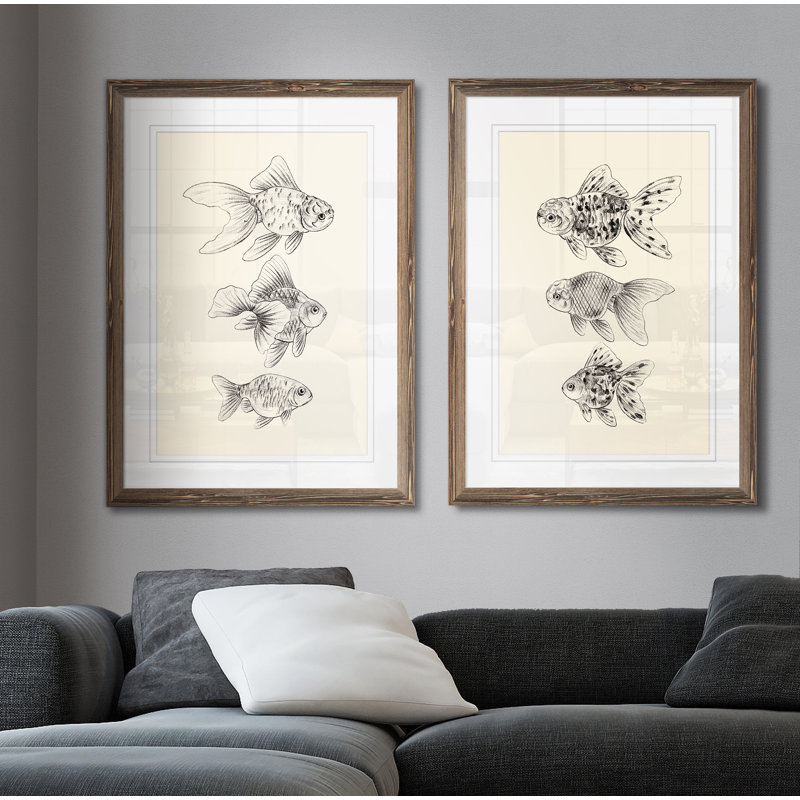 « un poisson rouge ii » par vincent van gogh-ensemble de 2 reproductions d’images, H 16 po x l 20 po x P 1,25 po, Blanc mat