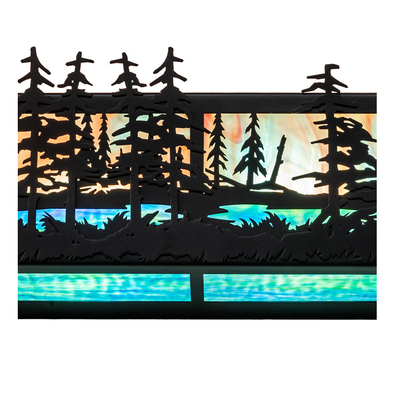 Rustic Lodge 4 - Light Bath Bar, 7" H x 72" W x 6.25" D, Blue/Green/Purple, Timeless Bronze