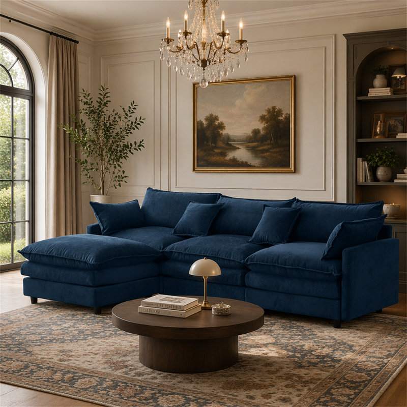 Canapé modulaire de 105 po, Bleu, Orienté vers la gauche