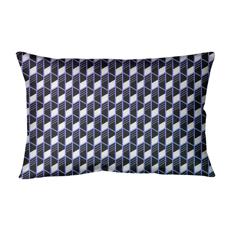Coussin en coton Katelyn Elizabeth, Pas de bourre, Mauve / Bleu