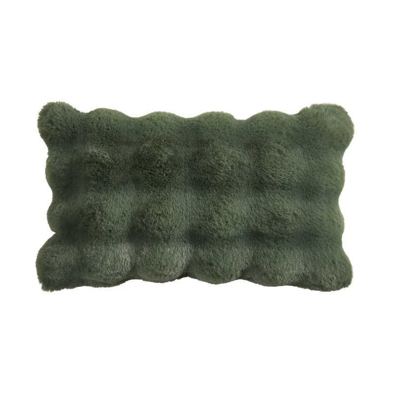 Cozy Bubble Faux Fur Pillow Cover, Polyester, Rectangle 12" H x 20" W, Jasper Green