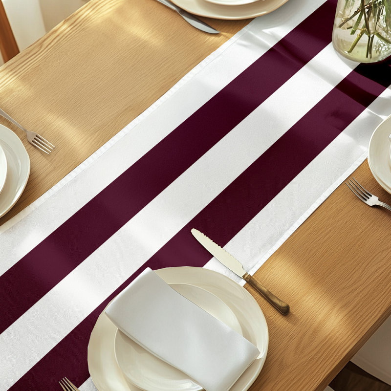 Burgundy Striped Table Runner 72" x 12", 72" L x 12" W, Burgundy