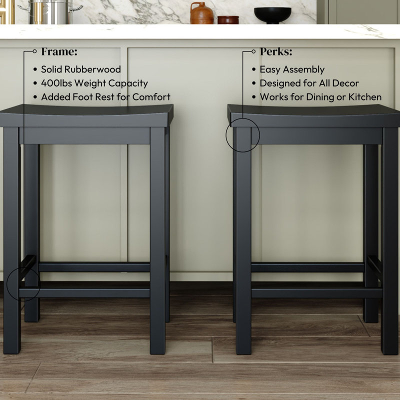 Hauteur du comptoir de tabouret (24 po) - paquet de 2, Noir
