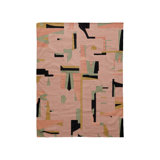 Abstract Flatweave Rectangle 8' x 10' Wool Area Rug in Black/Pink