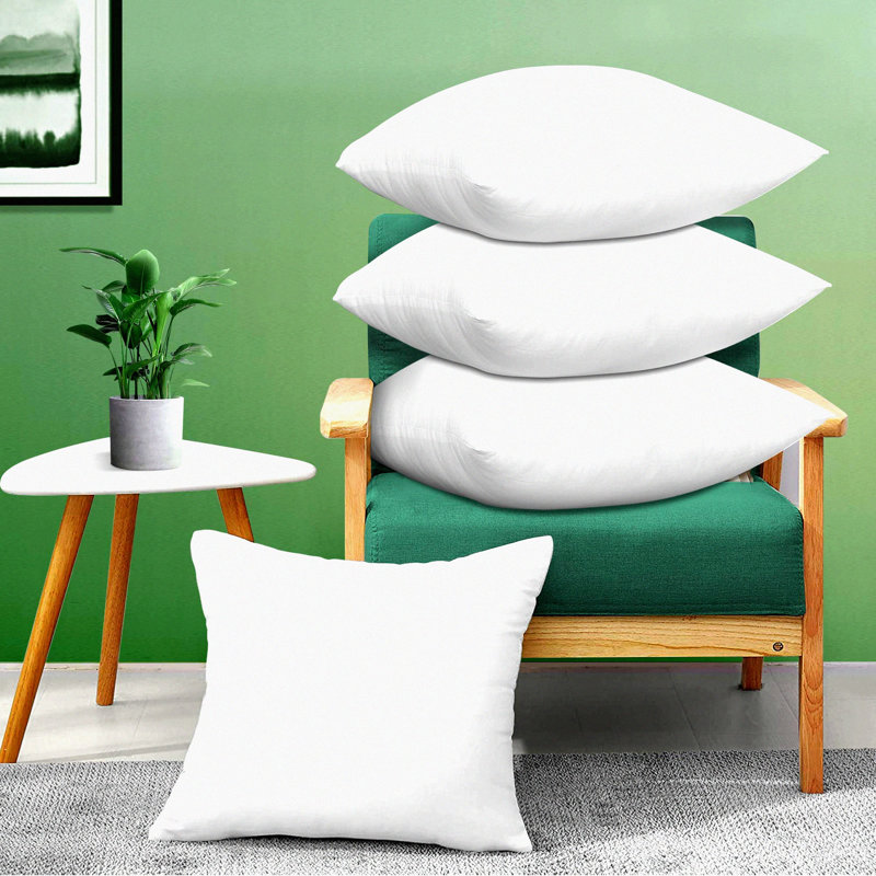 Square Lumbar Support Throw Pillow Inserts - Premium Microfiber Filled Decorative Stuffer for Sofa Bed Couch Chairs - White