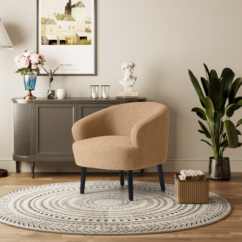 Fauteuil demi-tonneau 29 po Bayville, Mélange de polyester beige