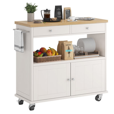 Rolling Kitchen Island With Storage Cabinet, 35.4