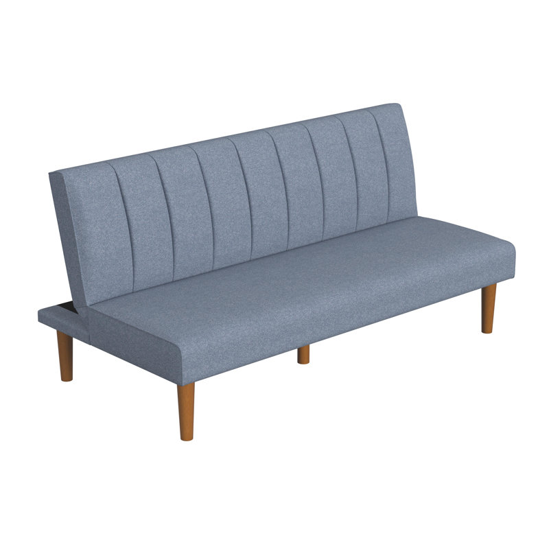 Bergen 66" Upholstered Convertible Futon Sofa, Blue Woven