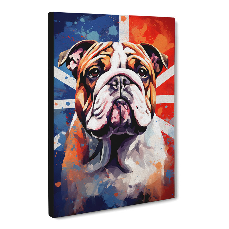 British Bulldog Abstract Art No.2 - Wrapped Canvas, 50cm H x 35cm W x 3cm D