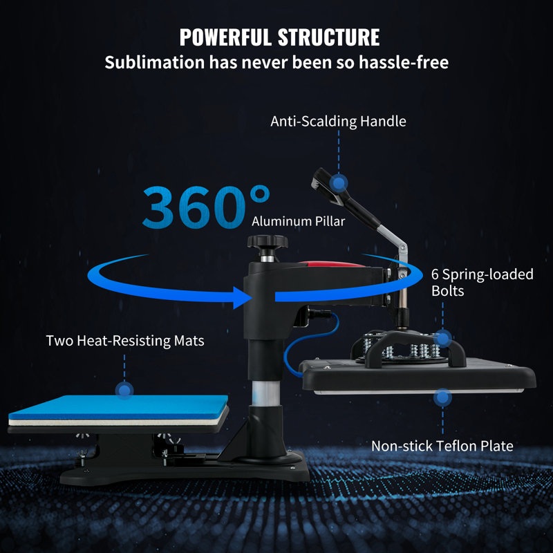 VEVOR 5-in-1 Black and Blue Vinyl Heat Press Machine