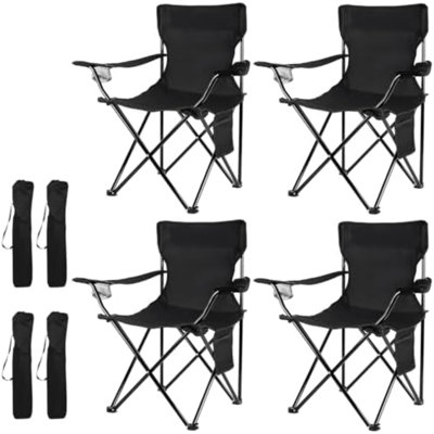 Lot de 4 chaises de camping pliantes, portables pour la plage, le jardin et la pelouse | Légères, sans montage, portables et peu encombrantes