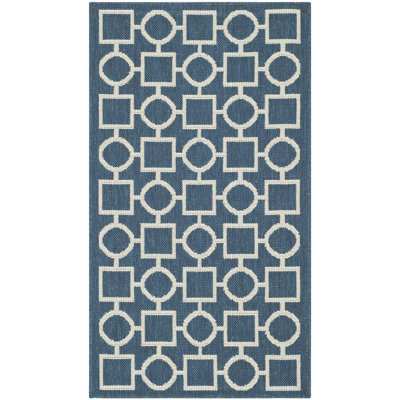 Arneshia Cotton Blue/Beige Area Rug