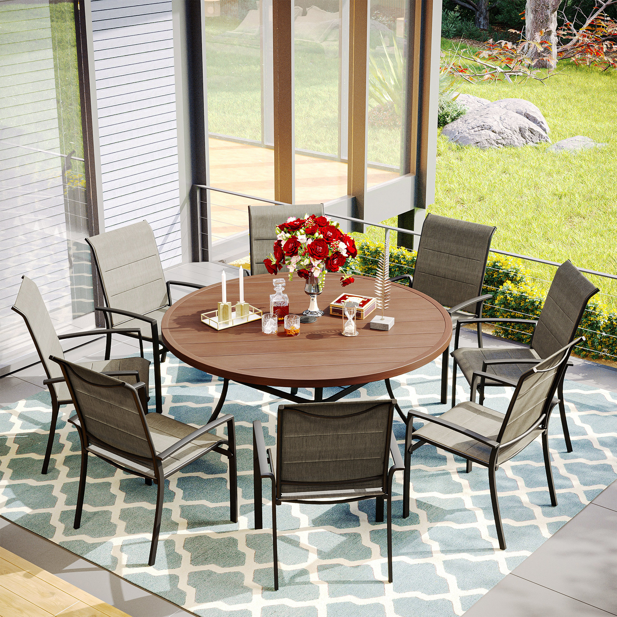 8 person round patio table sale