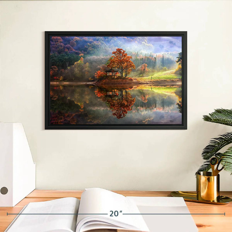 Lac enchanté, Cadre flottant noir, 13 po x 9 po