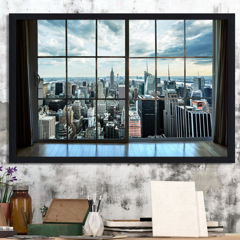 « new york window », reproduction de photo encadrée, H 35,5 po x l 51,5 po x P 0,75 po