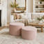 Ensemble de 2 tabourets cylindriques rembourrés avec repose-pieds décoratif rond pour le salon et la chambre à coucher-311515910