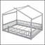 Structure de lit en bois avec clôture, parfaite pour les enfants et les adolescents, alliant confort et design ludique-1090697379-1090697368