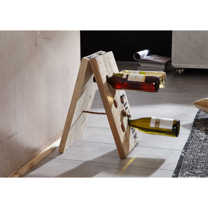 Factory Solid Wood Floor Wine Bottle Rack in Ecru