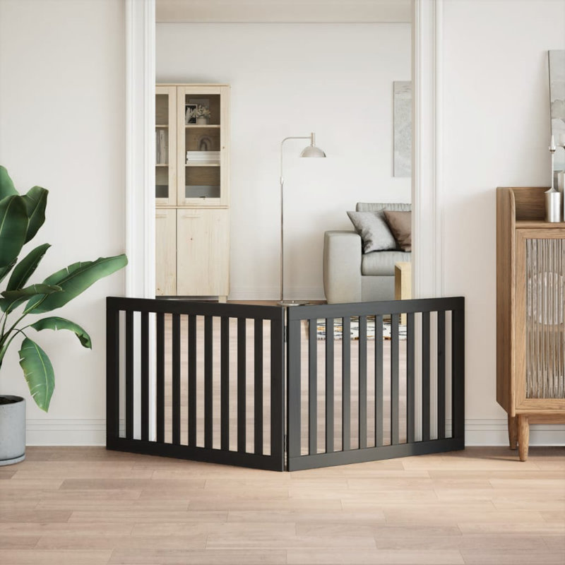 Nickson Solid Wood Dog House Door, 60cm H x 160cm W x 2cm D, Black
