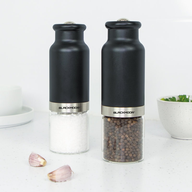Brand Battery Powered Salt & Pepper Shaker, Black