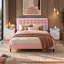Ensemble de chambre à coucher 3 pièces avec lit en cuir à éclairage DEL intelligent et 2 tables de chevet modernes-350918538-350918550