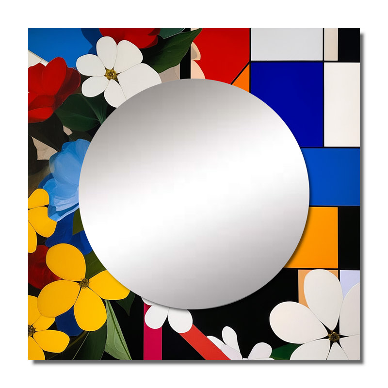 Rahiem - Abstract Floral Large Square Mirror For Wall Art Decor, 36" x 36"