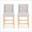 Ensemble de 2 tabourets de comptoir à oreilles capitonnés contemporains en tissu, gris clair, naturel