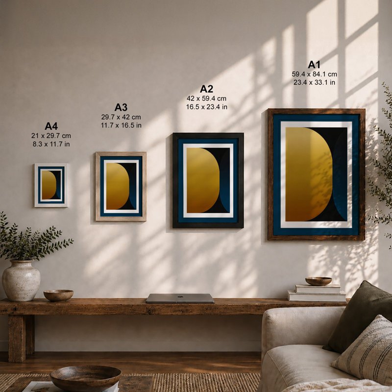 Golden Sphere Minimalist - Framed Print, Unframed, A4 - 29.7 x 21.0 cm