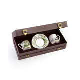 Coffee Cup & Saucer FLOWERS MODEL F-B Set of 2 in Luxury Box diam. 2.3in, H 2.5in, Cap. 4 oz, Saucer diam. 4.75in